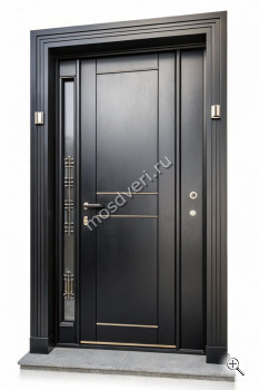 Красивая входная дверь с боковой фрамугой в коттедж КДД-009 - купить от производителя Мосдвери Красивая входная дверь с боковой фрамугой в коттедж КДД-009